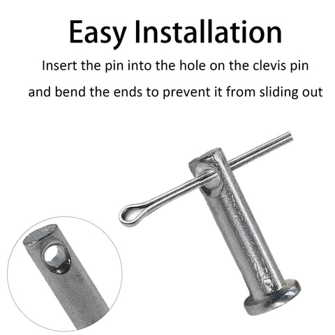 Ten Pack Single Hole Clevis Pins M6 X 30 Flat Head Zinc Plated Steel For Mechanical Linkage Fixed Parts Ship Rigging And Hinge Applications Durable Hardware For Quick Secure Fits, installed in hole