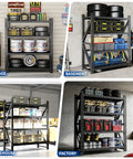Tough As Nails Four Tier Heavy Duty Garage Shelving And Reinforced Steel Storage Rack With Locking Pins for organized tools and supplies in garage and basement.
