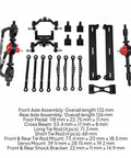Rugged 1/16 RC Links Set Aluminum Alloy Damping System Upgrade Kit For Heavy Duty Trail Crawlers And Buggy Repairs Durable Black Linkage components layout