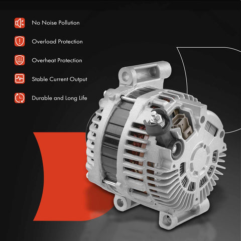 Alternator For Ford Fusion 2006 2009 V6 3.0L 12V 150A With 6 Groove Pulley Clockwise Rotation Easy Bolt On Fits Lincoln Zephyr 2006 And Mercury Milan 2006 2009 Replace 6E5T10300BA product image showing alternator features