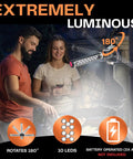 Ultra Bright BBQ Grill Light For Blackstone Griddle And Weber Grills, LED Work Light Bar, shown in use during grilling, rotates 180°