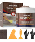 32oz Walnut Wood Filler Putty Repair Kit For Paintable Furniture Fix Up Dents, Cracks, Holes, And Defects, Includes Scrapers