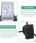 Universal LCD Display Panel for Electric Bicycles and Scooters showing speed and trip data with adjustment buttons, waterproof 5-pin meter.
