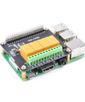 Front view of 4 Channel Relay Module for Raspberry Pi High Voltage Switching Board Plug and Play Home Automation Add On for Pi 4B 3B Plus.