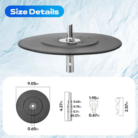 Two Stage Ice Auger Adapter Kit That Lets You Hook Up Your Drill To Any Hand Auger With A 9.05 Inch Stopper Disc Fits Half Inch Drill Chucks Compatible With Most Brands For Quick Ice Drilling - size and specifications