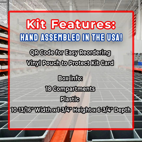 Kit features list with dimensions and compartment details for All In One Stainless Steel Hex Flange Screws Bolts Nuts Kit With 232 Pieces