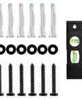 Lag Bolt Kit For TV Wall Mount With M8x65mm Lag Bolts And Washers Wood Stud Anchors And Plastic Concrete Anchors Bubble Level Included For Easy Installation Heavy Duty Steel MU0041B