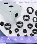 DIY Friendly 50 Pack Black Snap-In Bushing Grommets for Wiring and Tubing, Three Eighths Inch Mounting Diameter Nylon Knockout Cable Hole Protectors, Round Locking Plastic Bushings for Wires, Cables, and Tubing.