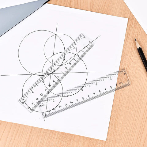 Clear Plastic Ruler 6 Inch Plus 12 Inch, Super Handy Straight Ruler For School And Office, See Through Design With Dual Scales On Paper