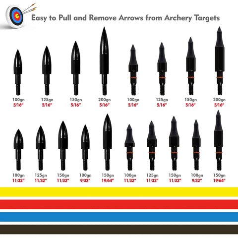 Twelve 150 Grain 5 16 Inch Screw In Archery Arrow Tips With 8 32 Thread CNC Precision Field Points for various bow types