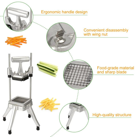 Manual Commercial Vegetable Chopper And Fruit Dicer Pro Grade Heavy Duty Stainless Steel Cutter With Aluminum Frame 1/4 Inch Blade