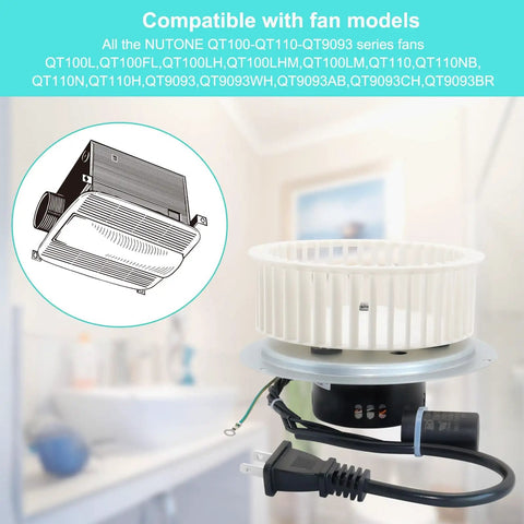 Replacement Motor Assembly For QT100 And QT110 Series Fans Compatible With 0696B000, 1400 RPM, 115V, 60Hz, JA2C394N, QT-110N-B