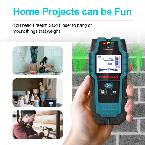 Pro 5 In 1 Stud Finder Wall Scanner with Smart Sensor Audio Alarm and HD LCD Display in hand