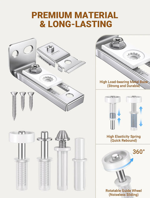 Bifold Door Hardware Repair Kit 4 Pack For Sliding Closet Doors With Top And Bottom Brackets Pivots And Guide Wheels Replacement Parts