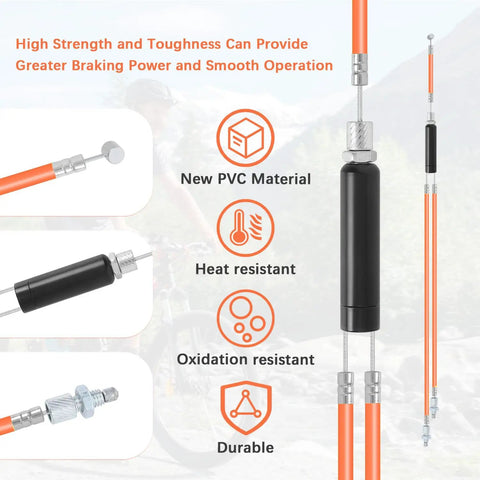 Orange Gyro Brake Cables Kit For 20 Inch Bikes Front And Rear With Upper And Lower Cables Spinner Rotor Durable