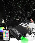 32W Dual Head RGBW Fiber Optic Light Kit With App Control Music Activated Star Ceiling Kit Featuring 750 Mixed Fibers Over 9.8ft setup