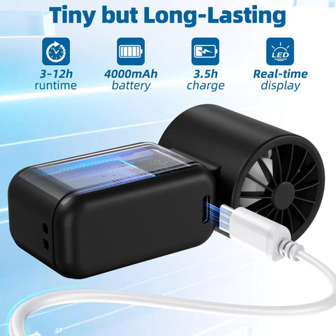 Go-To Ultra Portable Personal Mini Fan With Lanyard USB Rechargeable 100 Speed Turbo Cooling Pocket Size for Travel