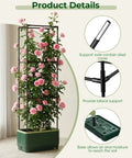 Raised Garden Bed Planter With Trellis For No Fuss Self Watering Tomatoes Climbing Plants And Veggies For Indoor Outdoor Patio Garden Great For Balcony And Yard Gardens And Aids Healthy Harvest displaying support rods and base features