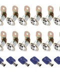 12 Pack Tubular Cam Lock Set 1-1/8 Inch Cylinder, 90 Degree Cabinet Locks For Keeping Your Files, Drawers, Dressers, Mailboxes, And RVs Secure, Chrome Finish Zinc Alloy, Keyed Alike with 5 blue keys