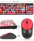 Cool Retro Typewriter Style Keyboard And Mouse Combo with Round Keycaps, 2.4GHz Wireless USB Receiver, colorful keyboard and mouse