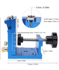 Premium Pocket Hole Jig Kit Featuring Adjustable 15 Degree Drill Guide And Dual Scale Slider. Blue aluminum clamp with precise measurements.