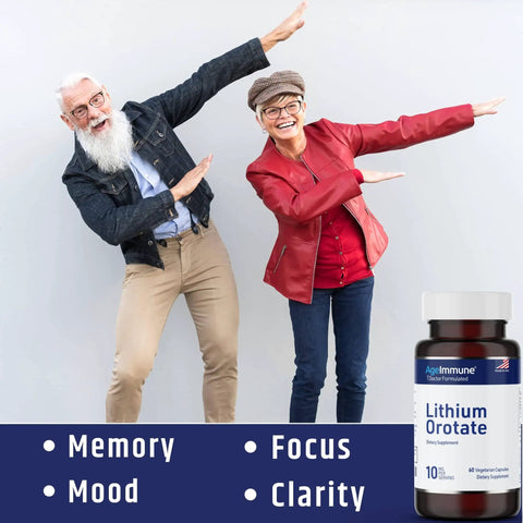 Memory And Mood Boosting Lithium Orotate Supplement 10mg Per Capsule, 60 Vegetarian Capsules, seniors dancing.