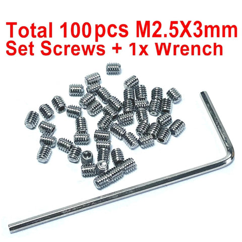 50 Piece M2.5 X 3mm Stainless Steel 304 Set Screws Hex Socket Allen Head Kit With 1.2mm Allen Wrench Heavy Duty