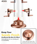All Metal Brushed Copper Bird Feeder With Six Feeding Ports For Outdoor Hanging 15 Inch Backyard Wild Bird Feeder