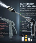 Heavy Duty High Pressure Washer Gun With Adjustable Jet Nozzle And 360 Degree Rotating Head Metal Wand Three Spray Modes