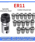 Solid One Set Er11 Collet Chuck Shaft Extension Rod For Milling Lathes And CNC Cutters with ER11 collets and spindle rod.