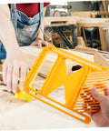 Image of Superior Build Woodworking Featherboard For Circular Saw And Table Saw Safety Fixture, yellow plastic, user handling in woodworking shop.