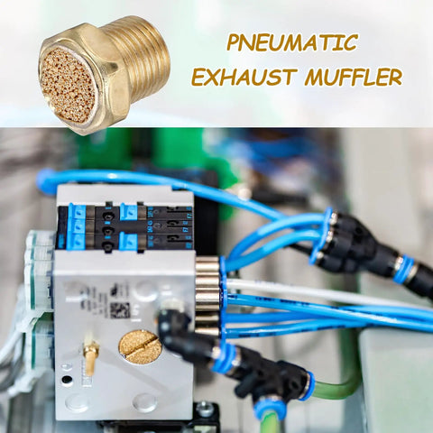 Eight-Piece 1/8 NPT Pneumatic Exhaust Muffler Kit With Sintered Bronze Air Line Fittings for Compressors and Machinery