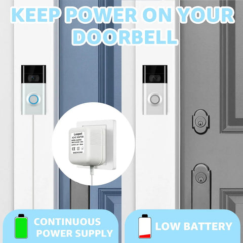 Extra Long 16.4Ft Doorbell Transformer 24V 500mA With Ultra Long Cord For Video Doorbells Like Ring Nest Hello Wyze And Eufy Universal 110 120V To 24V Power Cable For Easy Plug And Play Install Black