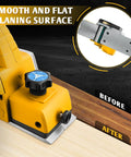 Knock Out Woodwork Projects With This Portable Cordless Handheld Planer featuring a smooth and flat planning surface.
