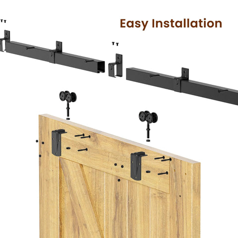 Built Tough Heavy Duty 6Ft Box Rail Barn Door Hardware Kit For Indoor And Exterior Use installation view