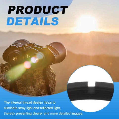 Binoculars capturing the sunset with Telescope Adapter Ring M48 To M42 Female To Male Thread 0.75 mm Pitch Aluminum Alloy Step Up Ring inset