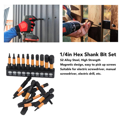 Premium 20 Piece Hex Bit Set With Magnetic Alloy Steel Screwdriver Bits For Furniture Assembly And Automotive Maintenance Featuring 1/4 Inch Hex Shank Metric And Imperial Drill Kit That Is Totally Awesome, 1/4in magnetic S2 alloy steel hex bits for drill and screwdriver