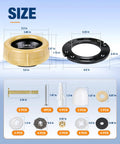 Top Shelf Toilet Flange Repair Kit With Extra Thick One Point Five Seven Inch Wax Ring showing dimensions and included parts.