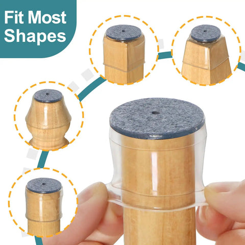 24 Pack Round Silicone Felt Chair Leg Protectors For Hardwood Floors Soft Pad Caps That Slip On And Stay Put Fits 1 5 16 Inches To 2 Inches