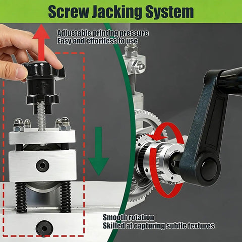 Beefy Heavy Duty Steel Roller Frame Assembly For Printmaking Machines Includes Manual Etching Press Lever Desktop Flatbed Printing Components Plate Holder And Linoleum Studio Artwork Accessory screw jacking system