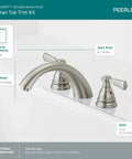 Elmhurst Roman Tub Trim Kit Chrome For 3 Hole 8 To 16 Inch Installations, ADA Compliant, Easy Install No Fuss Above Deck Adjustability, Requires Rough In R2707 To Complete Unit showing faucet and handles
