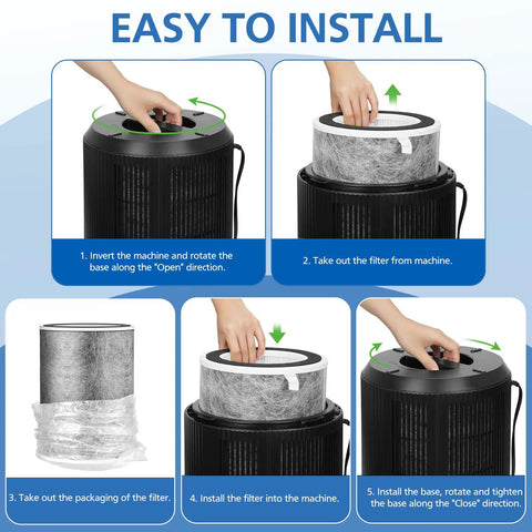 Step-by-step installation of Replacement Filter For Shark Air Purifier Series HP200 HP300 HC500 UA AP1000 True HEPA