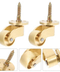 Heavy Duty Brass Caster Wheels Set For Furniture, Silent Universal Stem Casters, 2 Pack, shown with smooth brass finish