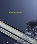 Industrial LED Tube Light 30W 110-240V IP67 Explosion Proof, waterproof demonstration, water splashing on tube, blue background