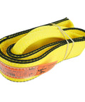 Heavy Duty 3X8 Foot Nylon Two Ply Eye And Eye Rigging Sling With Eight Nine Hundred Pound Vertical Capacity Built Tough Right Here In Usa coiled and secured.