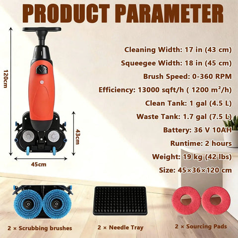 Heavy Duty Commercial Floor Sweeper Machine With Self Propelled 360 Degree Rotating Head For Industrial Workshops And Warehouses. Efficient Hand Push Scrubber Polisher Cleans Wet Dry Debris Stains On Various Hard Surface Flooring Types For A Spotless