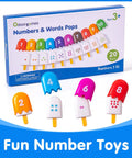 Fun Mini Number Pops 1 To 10 Ice Cream Counting And Number Matching Toy For Kids with colorful number pops and box