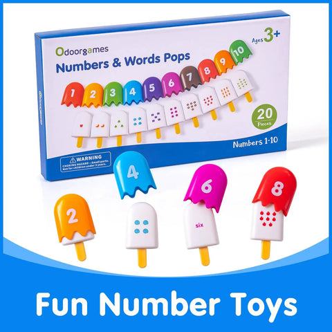 Fun Mini Number Pops 1 To 10 Ice Cream Counting And Number Matching Toy For Kids with colorful number pops and box
