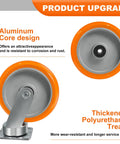 Eight By Two Inch Tough As Nails Heavy Duty Swivel Casters Using Kingpinless Crowned Polyurethane Tread And Aluminum Core close-up of aluminum core design.