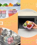Six Pack Snack Containers With Four Compartment Divided Design in freezer, microwave, and dishwasher safe for adults and kids